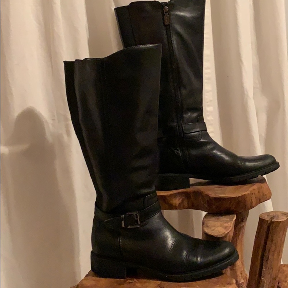 Tall Black Leather Boots 9M